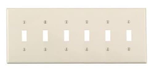 GP 6-Gang Plastic Toggle Switch Wall Plate, Almond
