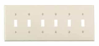 6-Gang Plastic Toggle Switch Wall Plate, Almond