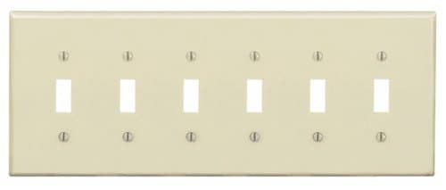 6-Gang Plastic Toggle Switch Wall Plate, Ivory