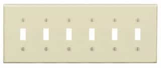 6-Gang Plastic Toggle Switch Wall Plate, Ivory