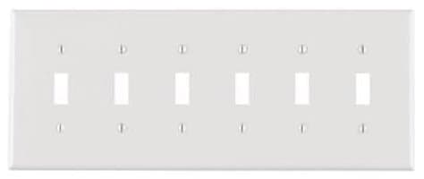 GP 6-Gang Plastic Toggle Switch Wall Plate, White