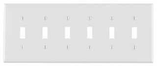 6-Gang Plastic Toggle Switch Wall Plate, White