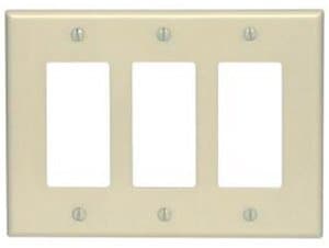 GP 3-Gang Plastic Rocker Switch Wall Plate, Ivory