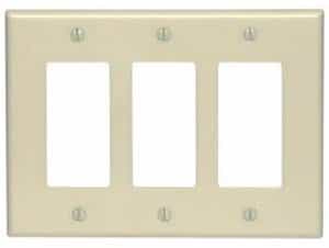 3-Gang Plastic Rocker Switch Wall Plate, Ivory