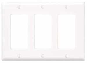 GP 3-Gang Plastic Rocker Switch Wall Plate, White