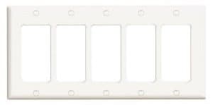 5-Gang Plastic Rocker Switch Wall Plate, White