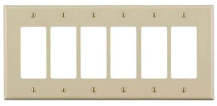 6-Gang Plastic Rocker Switch Wall Plate, Ivory