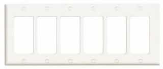 6-Gang Plastic Rocker Switch Wall Plate, White