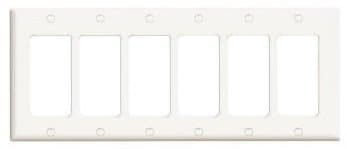 GP 6-Gang Plastic Rocker Switch Wall Plate, White