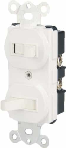 GP Single Pole Double Toggle Switch, White