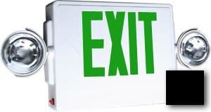 LED Emergency Exit Sign & Light Combo w/ Green Letter, Black