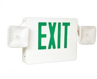 LED Emergency Exit Sign & Light Combo w/ Green Letter, White