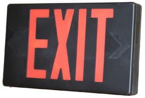 Black LED Exit Sign w/ Red Letter & Battery Backup