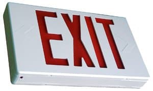 White LED Exit Sign w/ Red Letter & Battery Backup