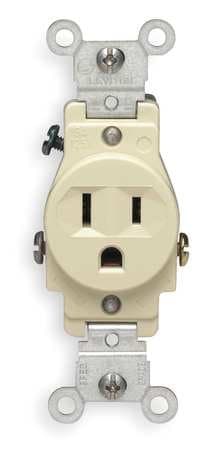15 Amp Single Receptacle Outlet, Ivory