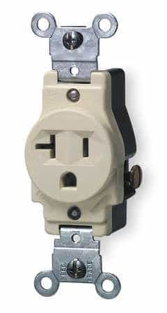 20 Amp Single Receptacle Outlet, Ivory