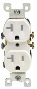 20 Amp Self Grounding Tamper Resistant (TR) Receptacle Outlet, White