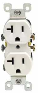 20 Amp Duplex Receptacle Outlet, White