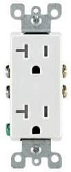 20 Amp Self Grounding Tamper Resistant (TR) Decora Receptacle Outlet, White