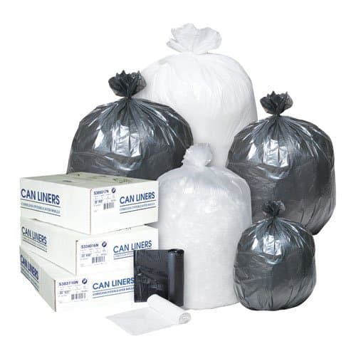 Integrated Bagging Systems Black 6 Micr High-Density Commercial 7-10 Gal Can Liners 24X24