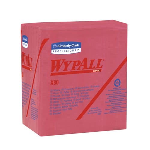 Kimberly-Clark WypAll X80 Red quarter-fold Towels