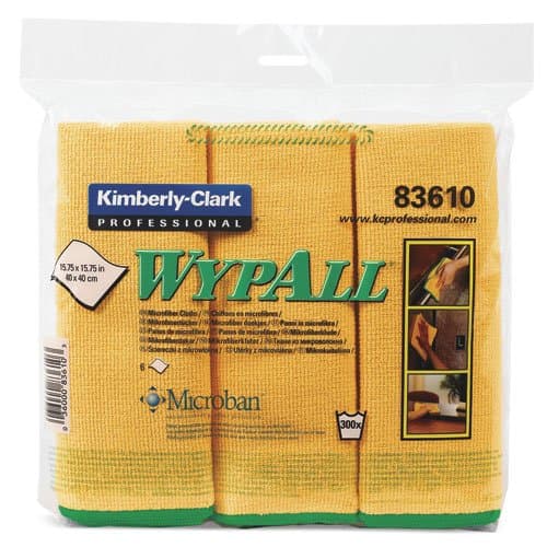 Kimberly-Clark WypAll Yellow Microfiber Cleaning Cloths w/ Microban Protection