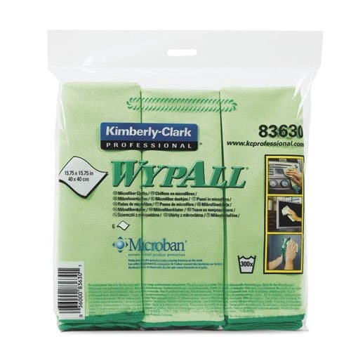 Kimberly-Clark WypAll Green Microfiber Cleaning Cloths w/ Microban Protection