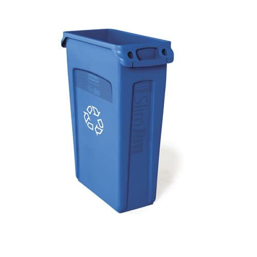 Rubbermaid Slim Jim Blue Recycling Container w/ Venting Channels