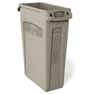Rubbermaid Slim Jim Beige Recycling Container w/ Venting Channels