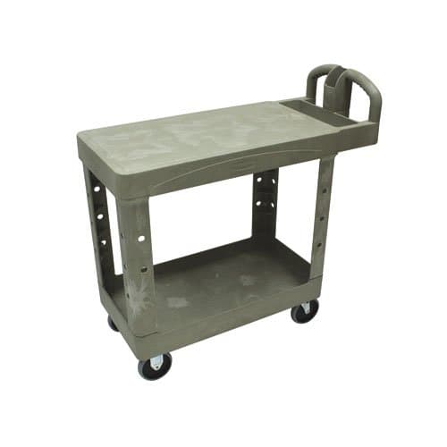 Rubbermaid Black 500 lb Capacity 2 Flat Shelf Heavy-Duty Utility Cart