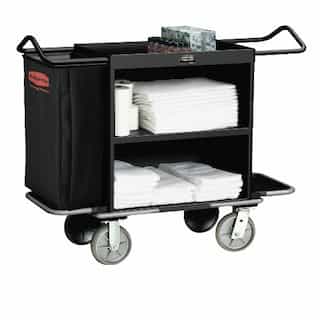 Black High-Capacity Metal Housekeeping Cart