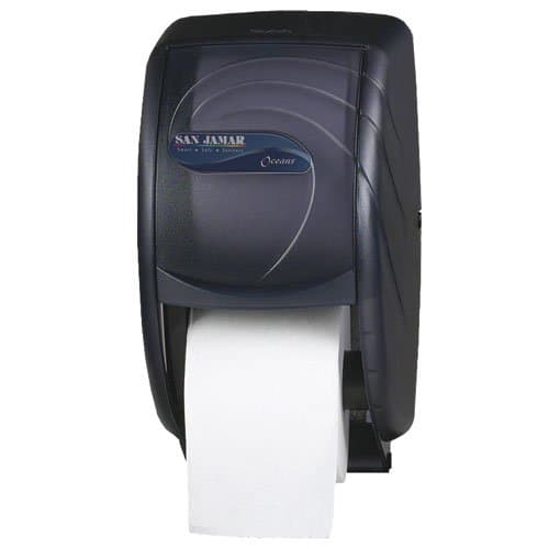 San Jamar Oceans Black Double Roll Toilet Tissue Dispenser