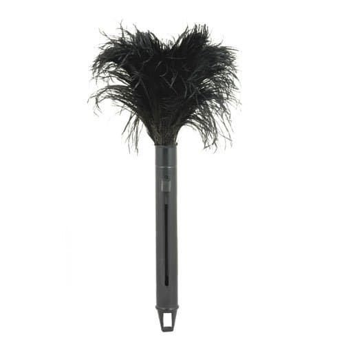 Gray Retractable Ostrich Feather Duster w/ 9 in. Plastic Handle