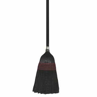 Black Plastic Bristles Janitor Broom w/ 42 in. Wooden Handle