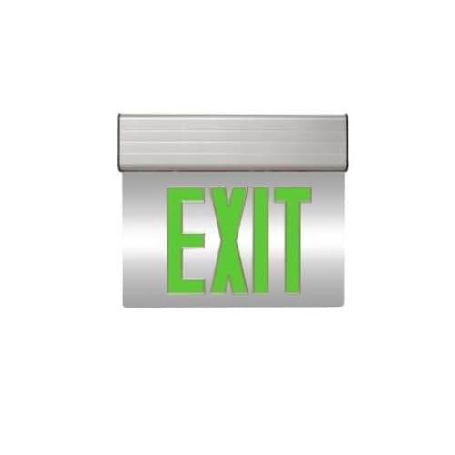 LED Edgelit Emergency Exit Sign, 2 Side with Green Letters