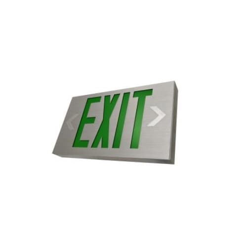 LED Aluminum Emergency Exit Sign, Silver Housing with Green Letters