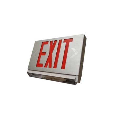 LED Aluminum Thin Emergency Exit Sign, Silver Housing with Red Letters