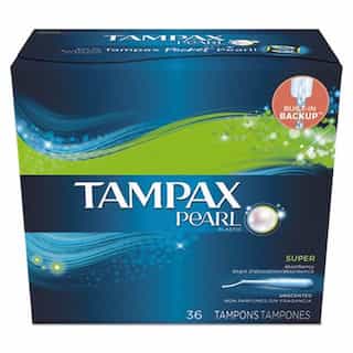 Pearl Tampax Tampons, Super, 36/Box, 6 Box/Carton