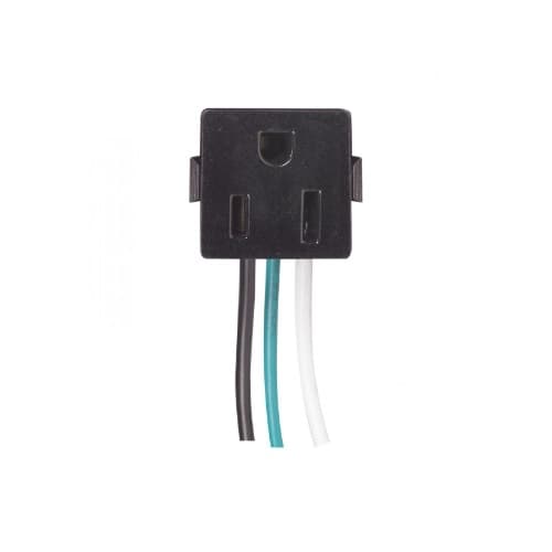 3 Wire Snap-In Receptacle Ring Terminal, 6-in Leads, Black
