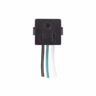 3 Wire Snap-In Receptacle Ring Terminal, 6-in Leads, Black