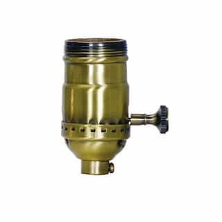 Satco 250W On-Off Turn Knob w/Removable knob, 1/8 IPS, 250V, Antique Brass