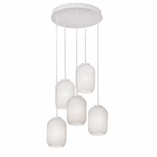 60W LED Callie Pendant Light, Round, 5-Light, E26, 120V, White