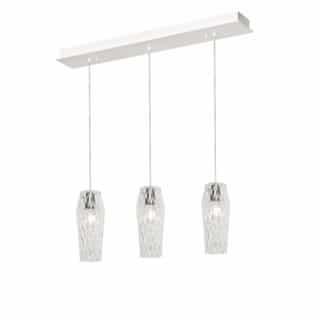 AFX 60W Candace Pendant Light, Linear, 3-Light, E26, 120V, Nickel/Clear
