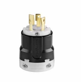 30 Amp Locking Plug, NEMA L10-30, Nylon, Black/White