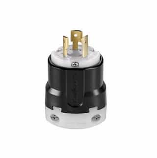 20 Amp Locking Plug, NEMA L11-20, 250V, Black/White