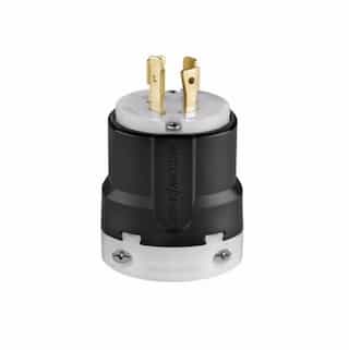 20 Amp Locking Plug, NEMA L14-20, Nylon, Black/White