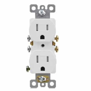 15 Amp Duplex Outlet, Side/Push Wire, White