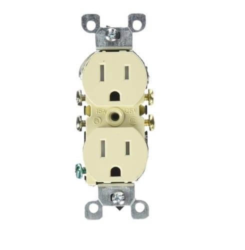 15 Amp Duplex Outlet, Side/Push Wire, Ivory
