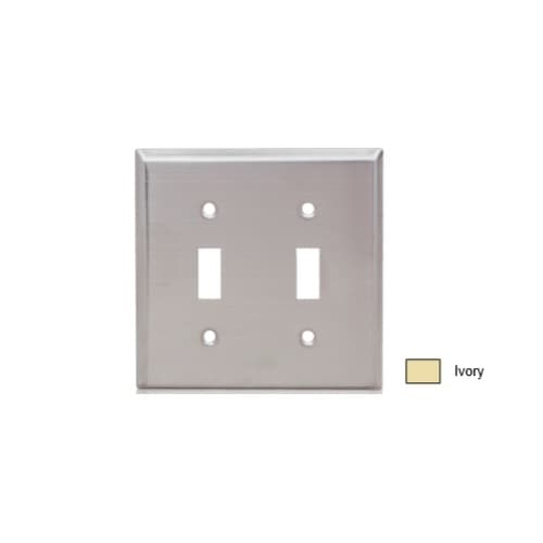 2-Gang Toggle Switch Wall Plate, Ivory