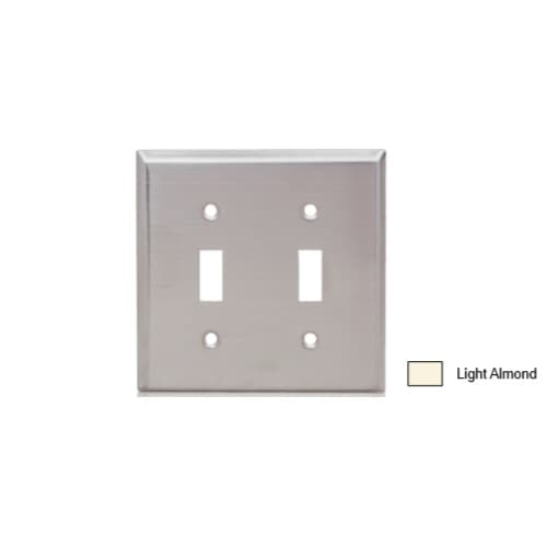 2-Gang Toggle Switch Wall Plate, Light Almond